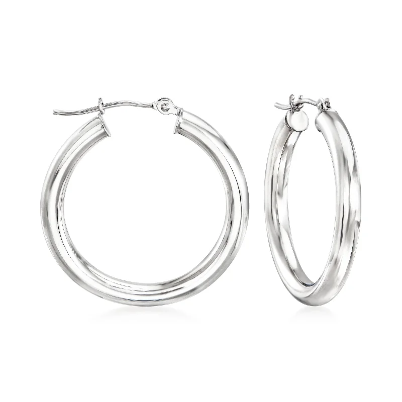 Best hoop earrings with geometric cuts for a sharp, modern appeal-Ross-Simons 14kt White Gold Hoop Earrings