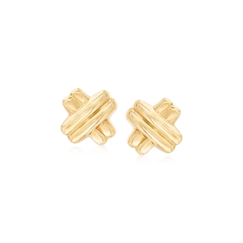 Large hoop earrings for a bold and statement-making fashion accessory-Ross-Simons 14kt Yellow Gold Double Crisscross Earrings