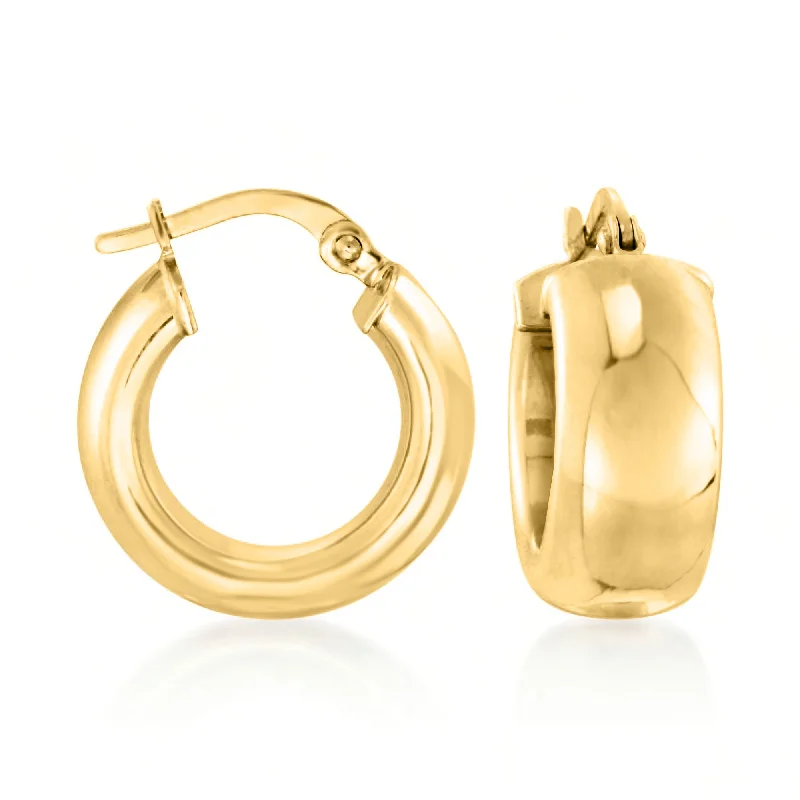 Best hoop earrings with rose gold for a romantic and warm aesthetic-Ross-Simons 14kt Yellow Gold Shiny Wide Hoop Earrings