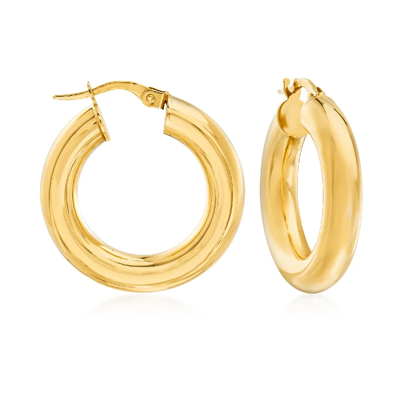 Best hoop earrings with cubic zirconia for a budget-friendly, dazzling look-Ross-Simons Italian 14kt Yellow Gold Hoop Earrings