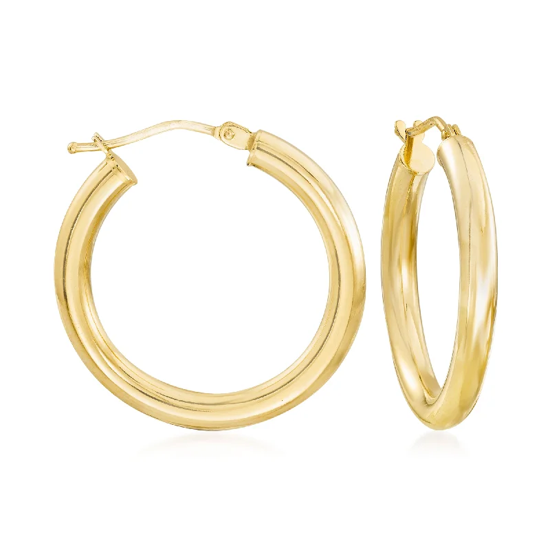 Hoop earrings with pearl accents for a chic and classic style-Ross-Simons Italian 18kt Yellow Gold Hoop Earrings