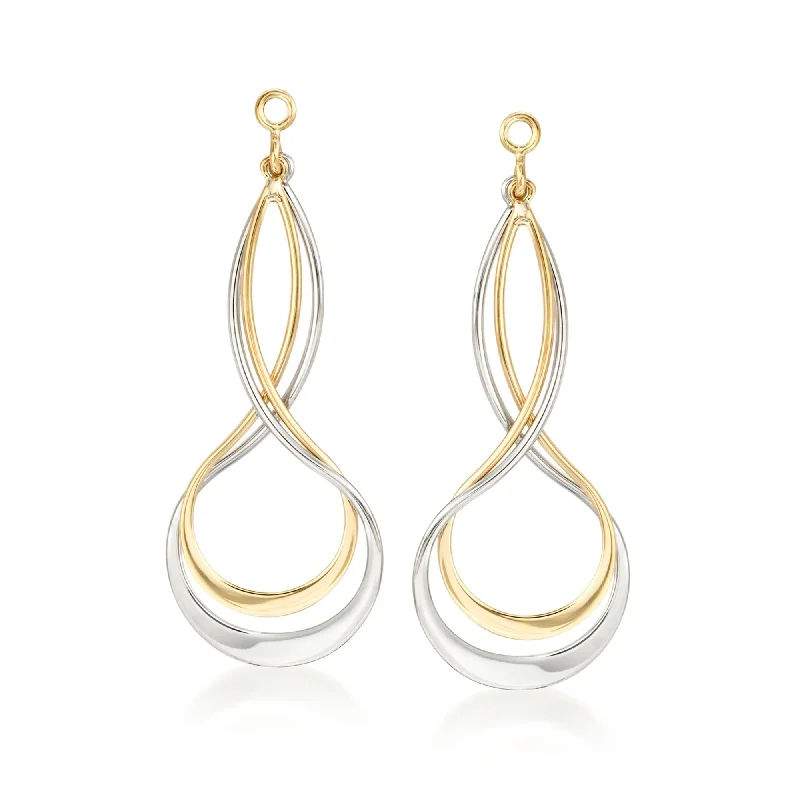 Hoop earrings with intricate designs for a unique and artistic appearance-Ross-Simons Sterling Silver and 14kt Yellow Gold Earring Jackets