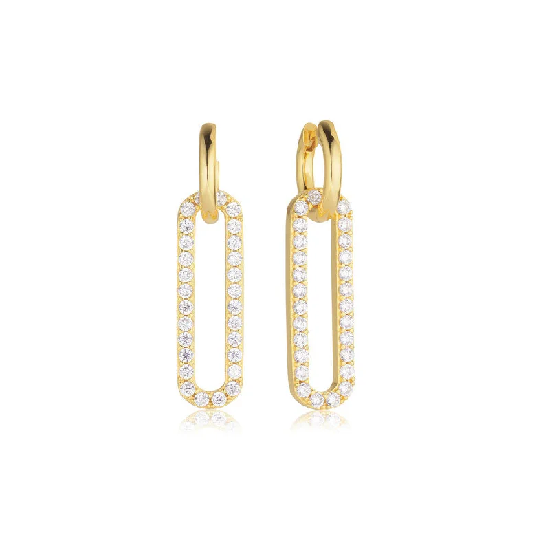 Hoop earrings with polished silver finish for a shiny, modern appeal-Capizzi Lungo 18K Gold Plated Earrings w. Zirconia