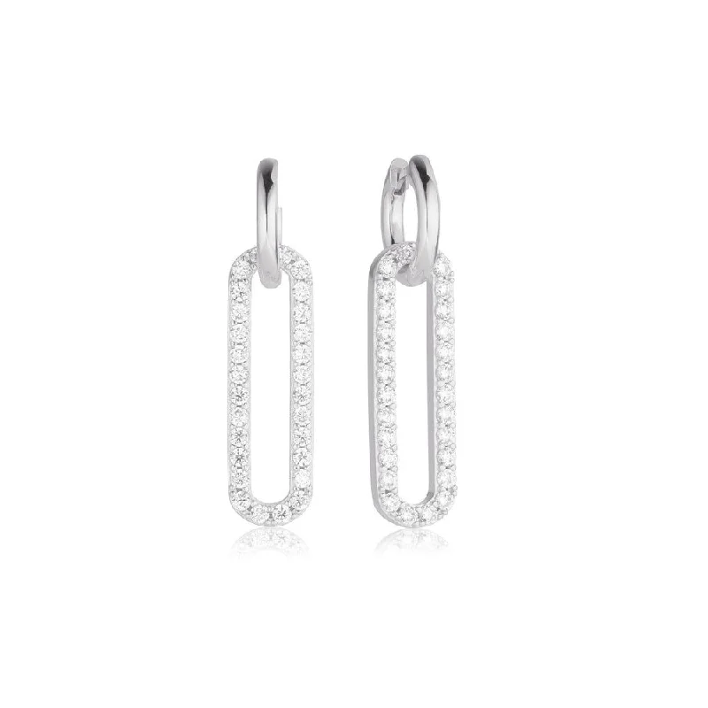 Best hoop earrings with intricate beaded details for a textured, stylish appearance-Capizzi Lungo Silver Earrings w. Zirconia