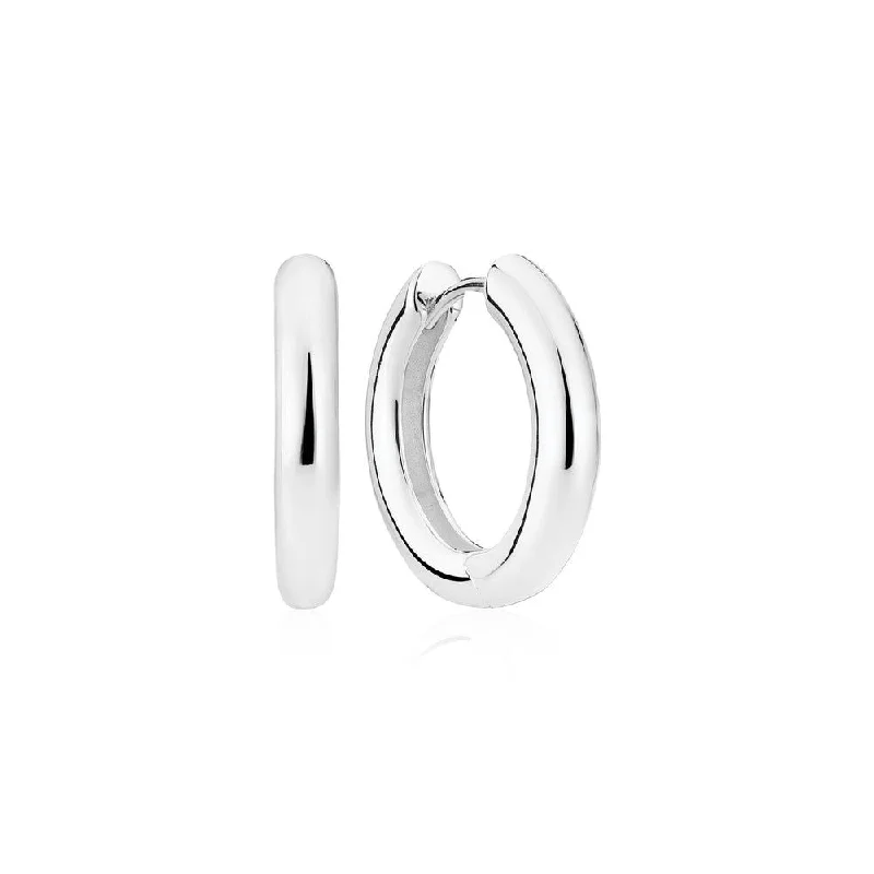 Hoop earrings with resin accents for a bold and colorful design-Carrara Pianura Medio Silver Hoops