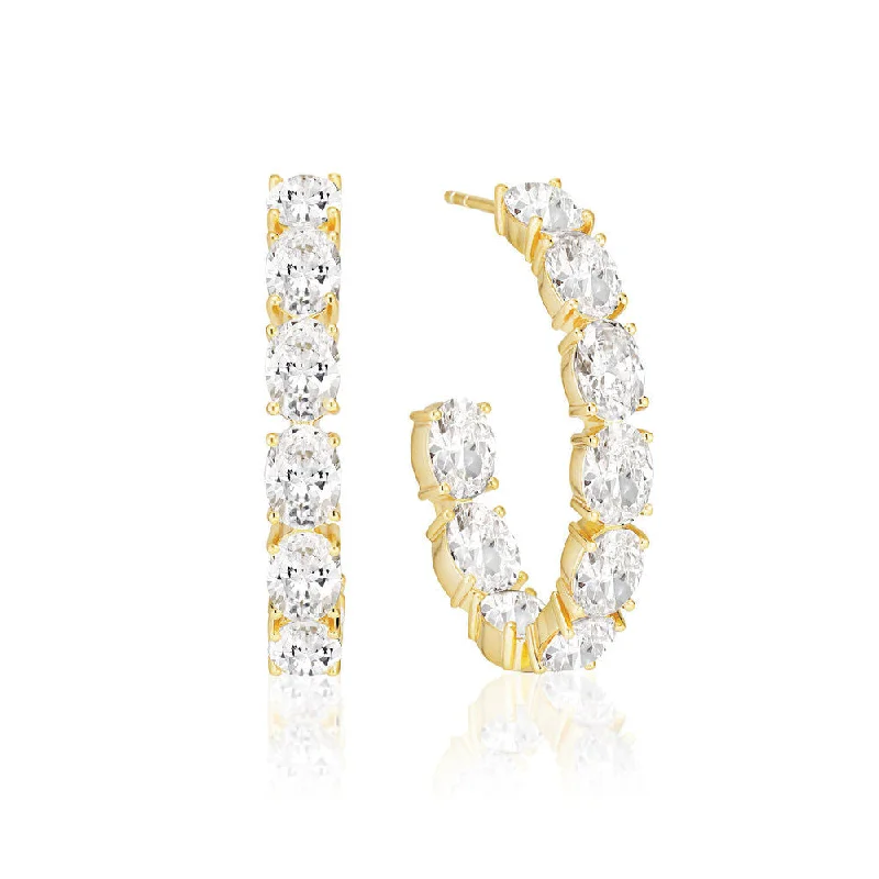 Best hoop earrings with marbled designs for a trendy and artistic effect-Ellisse 18K Gold Plated Hoops w. Zirconia