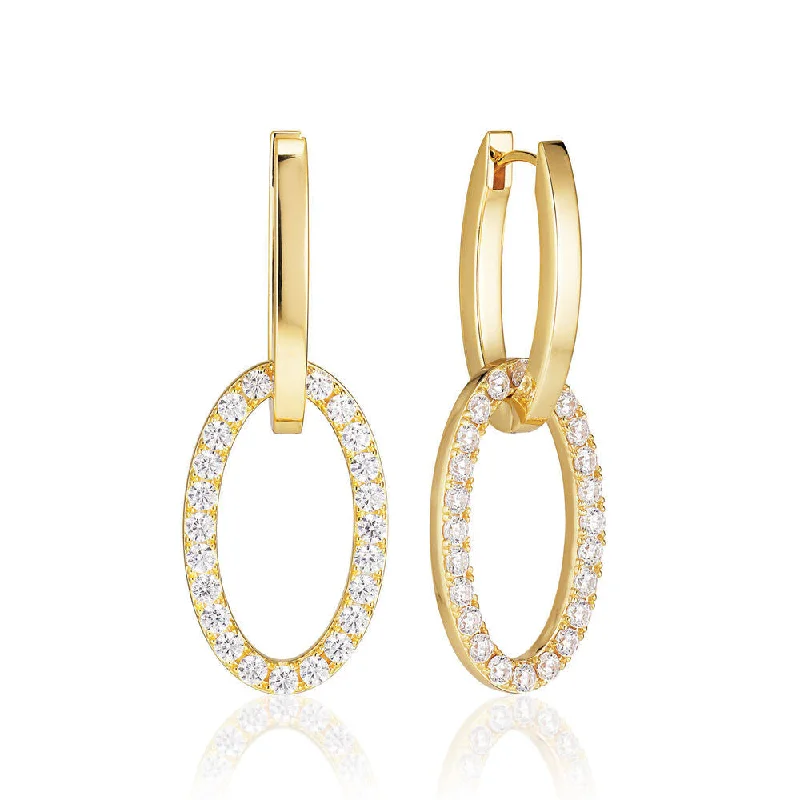 Best hoop earrings with gold for a luxurious and timeless look-Ellisse Due 18K Gold Plated Earrings w. Zirconia