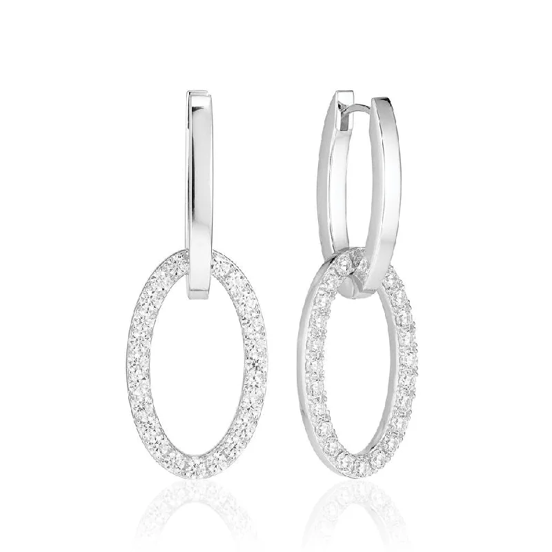 Best hoop earrings with sterling silver for an affordable and chic design-Ellisse Due Silver Earrings w. Zirconia