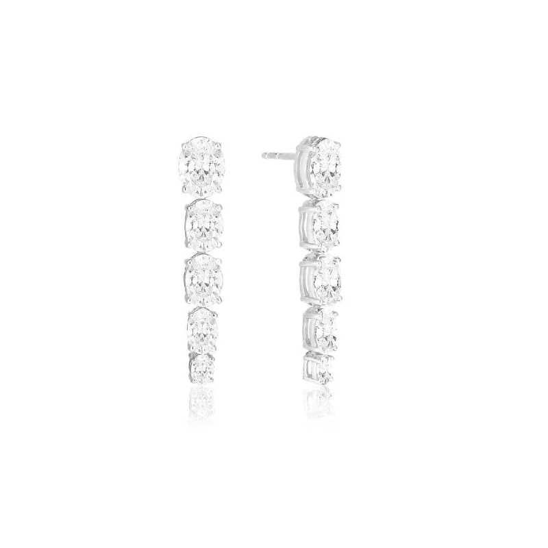 Best hoop earrings with blackened metal for an edgy and bold appearance-Ellisse Lungo Cinque Silver Earrings w. Zirconias