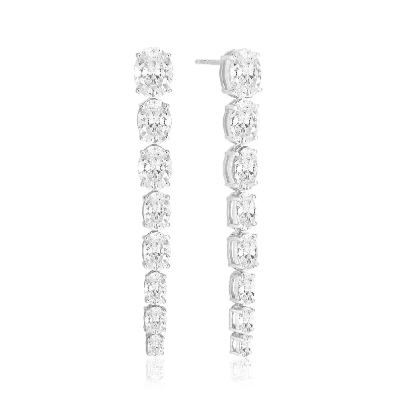 Best hoop earrings with twisted rope designs for a nautical-inspired style-Ellisse Lungo Otto Silver Earrings w. Zirconias