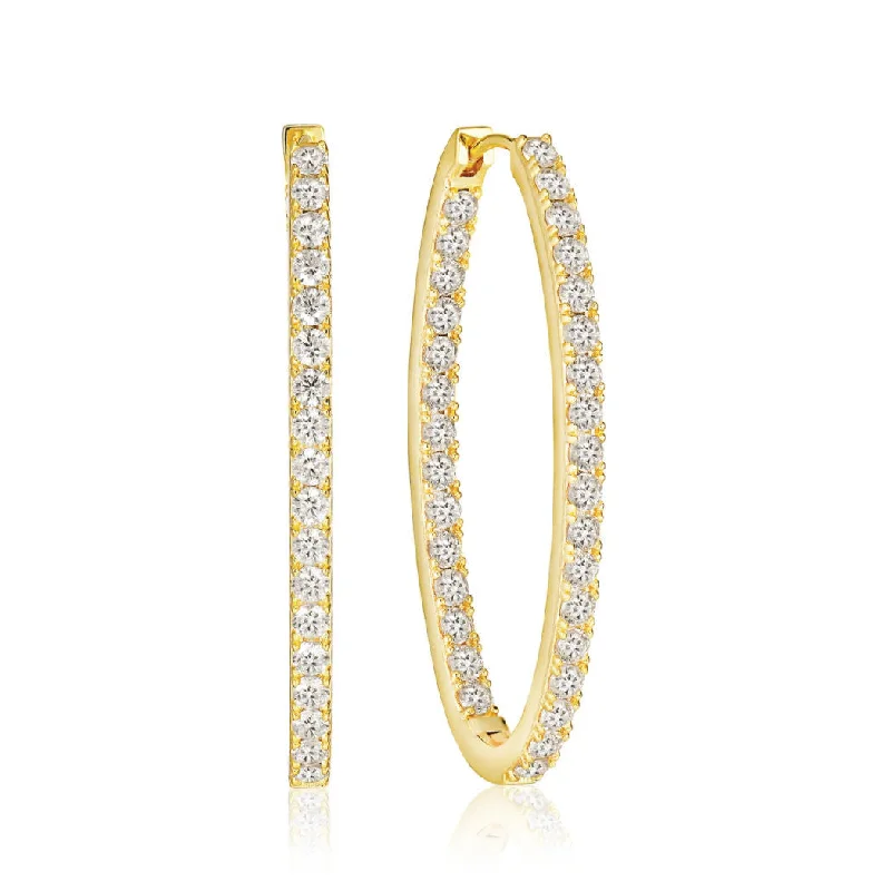 Hoop earrings with multi-tone finishes for a colorful and layered effect-Ellisse Medio 18K Gold Plated Hoops w. Zirconias