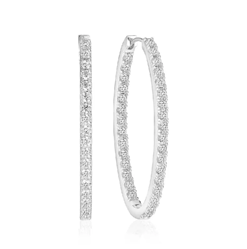 Hoop earrings with tortoiseshell designs for a chic and classic style-Ellisse Medio Silver Hoops w. Zirconias