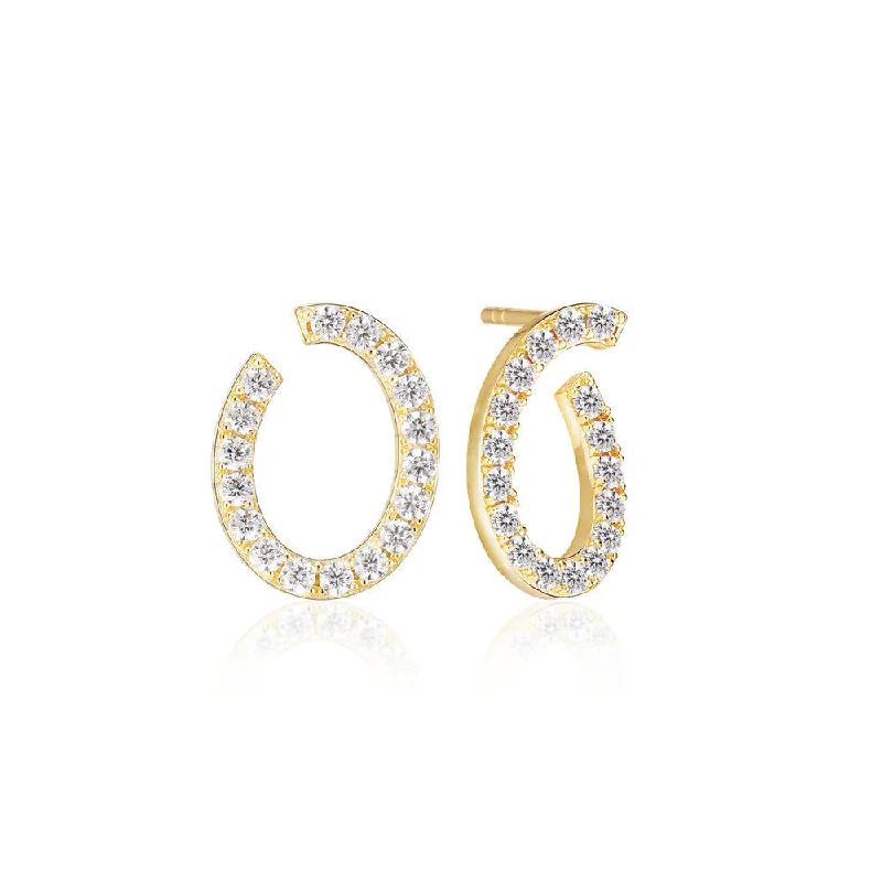 Best hoop earrings with vintage rhinestone embellishments for a retro-glam effect-Ellisse Ovale 18K Gold Plated Earrings w. Zirconia