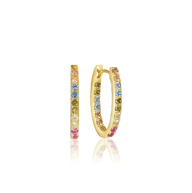 Best hoop earrings with infinity designs for a timeless and meaningful symbol-Ellisse Piccolo 18K Gold Plated Hoops w. Colored Zirconias