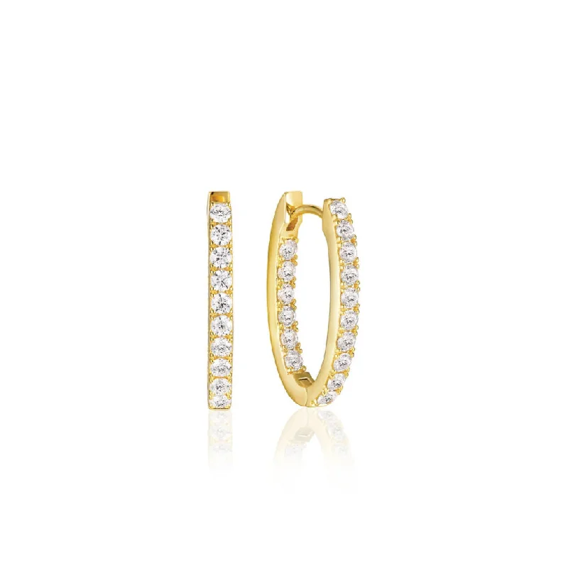 Hoop earrings with removable pendants for a versatile and customizable accessory-Ellisse Piccolo 18K Gold Plated Hoops w. Zirconias