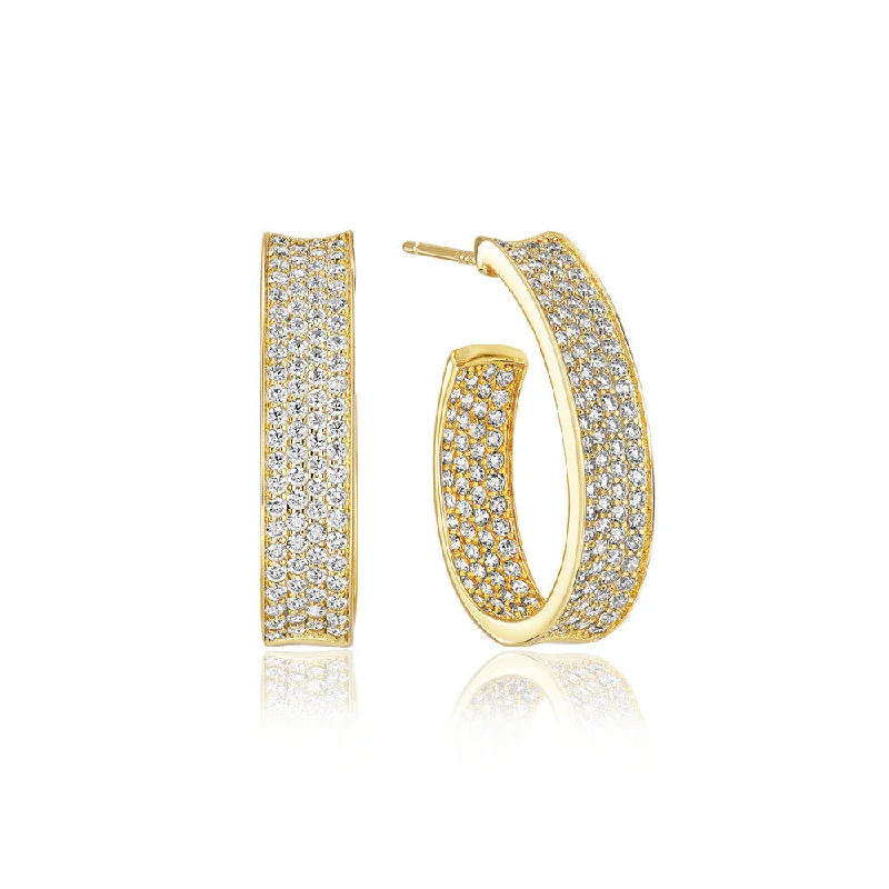 Hoop earrings with infinity loop designs for a continuous and eternal shape-Felline Concavo 18K Gold Plated Earrings w. Zirconias