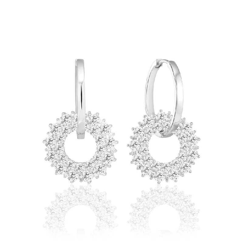 Best hoop earrings with Swarovski crystals for added sparkle and luxury-Livigno Due Silver Earrings w. Zirconias