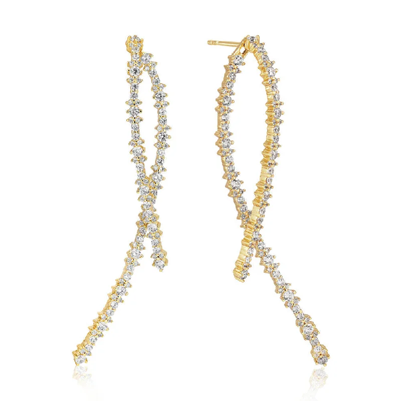 Hoop earrings with a chunky design for a bold and trendy statement-Livigno Lungo 18K Gold Plated Earrings w. Zirconias