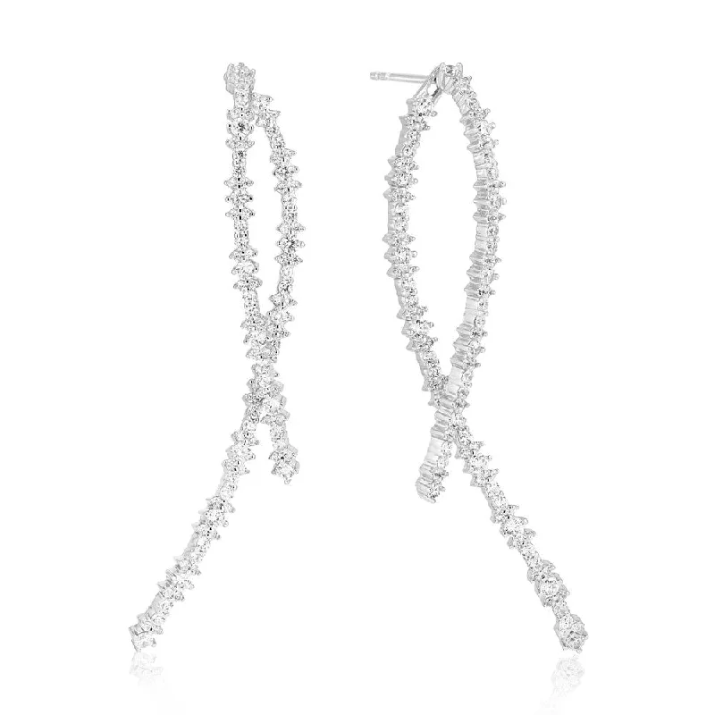 Best hoop earrings with floral designs for a feminine and delicate look-Livigno Lungo Silver Earrings w. Zirconias