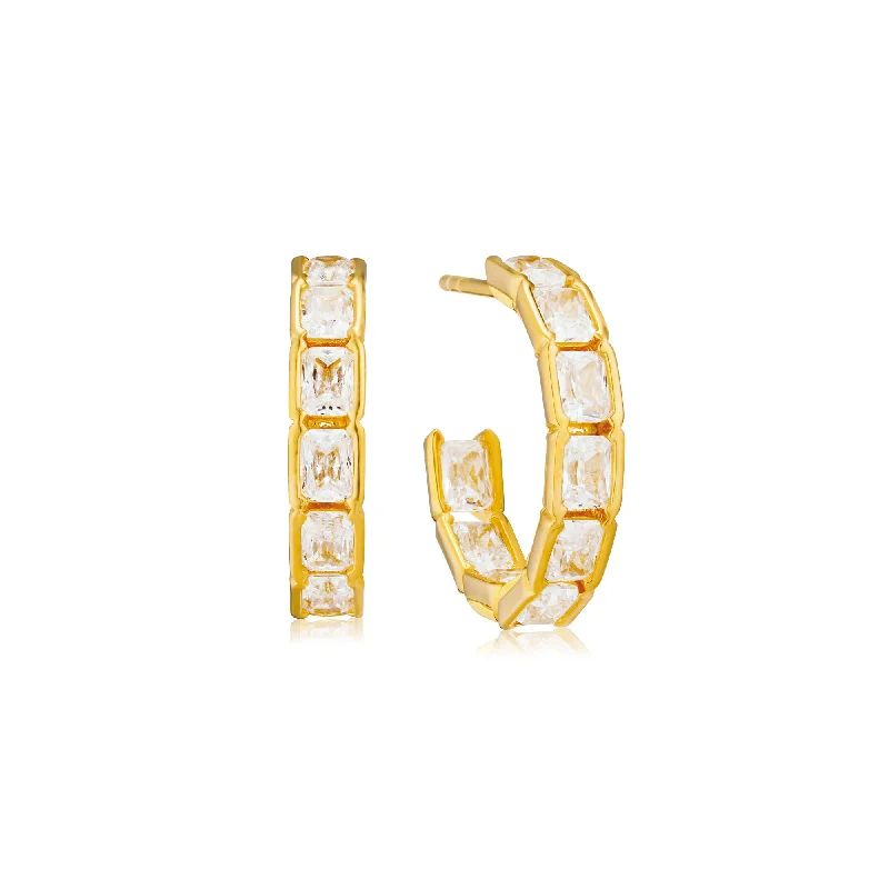 Hoop earrings with hearts for a sweet and romantic gesture-Roccanova Circolo 18K Gold Plated Hoops w. Zirconias