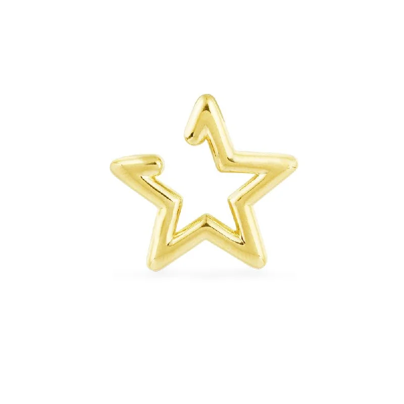 Best hoop earrings with gold for a luxurious and timeless look-Single Star Ear Cuff - Yellow Silver