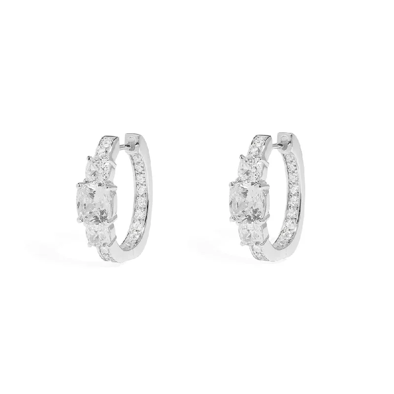 Small hoop earrings for a delicate and understated everyday wear-Square Pavé Hoop Earrings