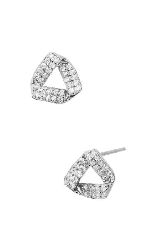 Hoop earrings with stacked layers for a bold and textured design-Sterling Contemporary CZ Knot Stud