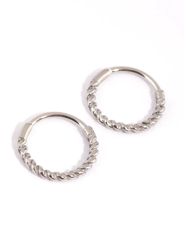 Best hoop earrings with gemstone accents for a colorful and elegant appearance-Surgical Steel Twist 8mm Sleeper Earrings