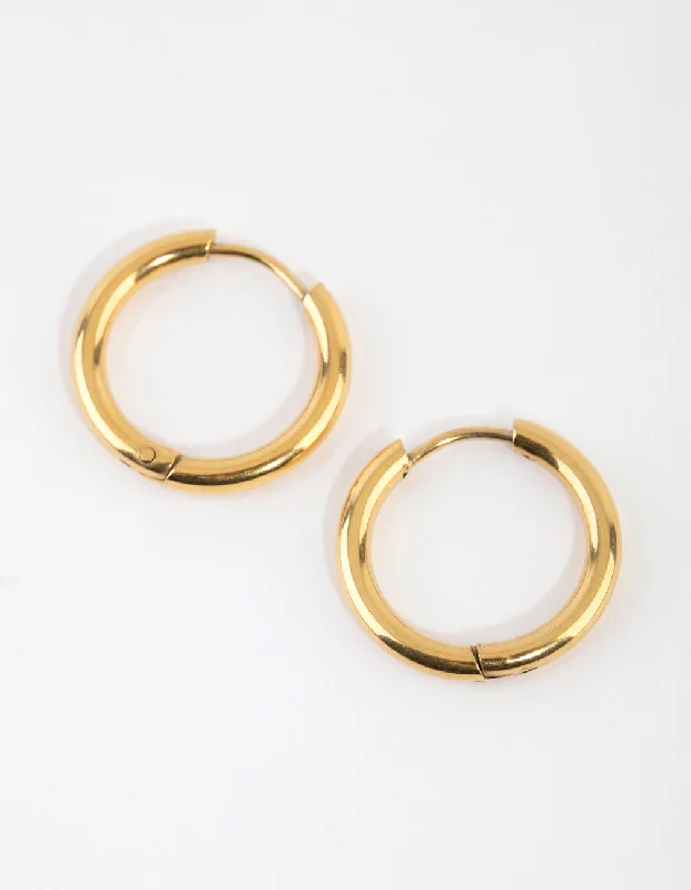 Best hoop earrings with minimalist designs for a clean and modern aesthetic-Gold Plated Surgical Steel Medium Huggie Hoop Earrings