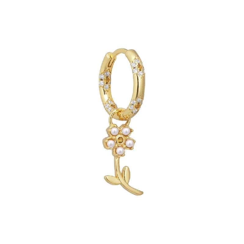 Best hoop earrings with minimal embellishments for a sleek and modern look-Poppy 18K Gold Plated Huggie w. Pearls & Zirconias