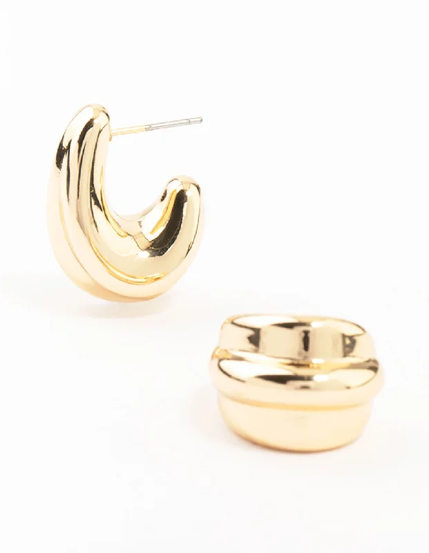 Best hoop earrings with delicate chain details for a trendy and stylish design-Triple Webbed Gold Hoop Earrings