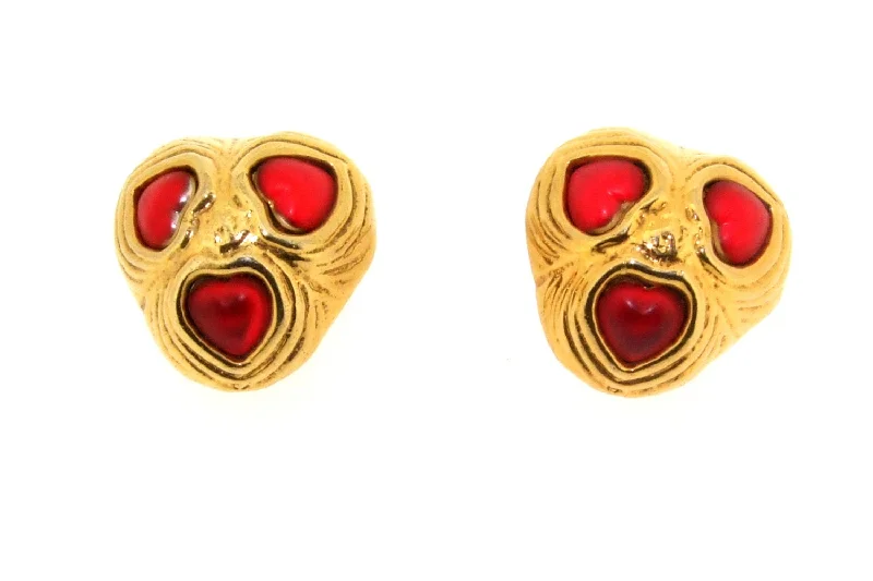 Best hoop earrings with blackened metal for an edgy and bold appearance-Vintage Heart Earrings by Une Ligne Paris Red Love