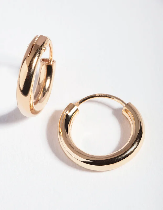 Hoop earrings with floral motifs for a feminine and nature-inspired look-Gold Plated Sterling Silver Tube Hoop Earrings