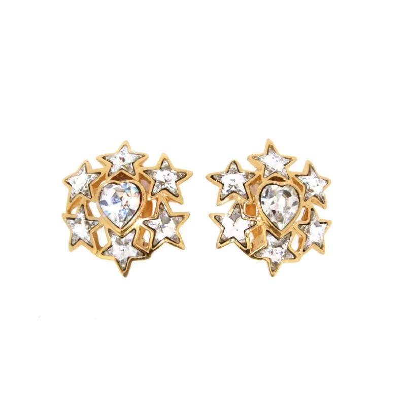 Best hoop earrings with turquoise stones for a bohemian-inspired vibe-Yves Laurent Gold Crystal Star Heart Earrings