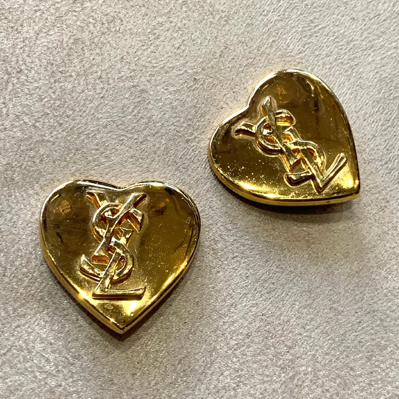 Best hoop earrings with lever-back closures for secure and easy wear-Yves Saint Laurent Vintage Gold Heart Earrings