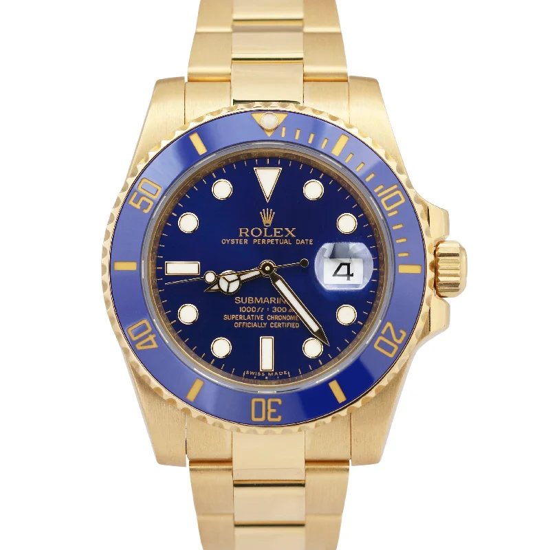 Trendy necklaces and pendants with geometric shapes for a modern aesthetic-2024 CPO Rolex Submariner Date Ceramic 18K Yellow Gold BLUE 40mm 116618 LB BOX