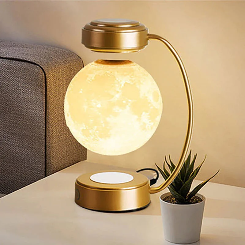 Best necklaces and pendants with personalized coordinates for a special keepsake-3D Magnetic Levitating Moon Lamp LED Night Light Rotating Wireless Three Colors Floating Lamp for Bedroom Novelty Christmas Gift