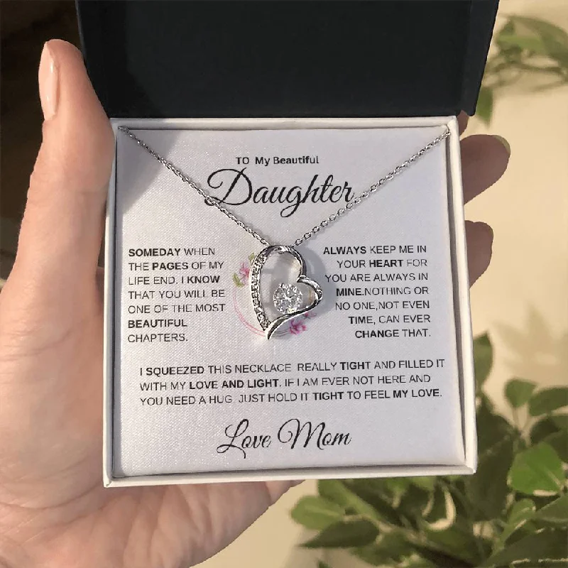 Personalized necklaces and pendants with initials for a customized and meaningful gift-[ALMOST SOLD OUT] To My Beautiful Daughter " Always Keep Me in Your Heart " LOVE MOM / THE FOREVER LOVE NECKLACE