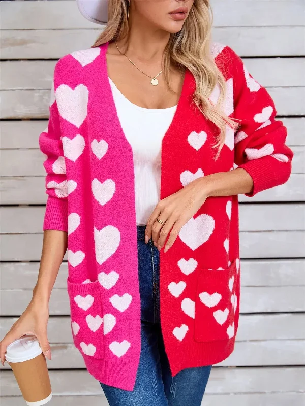 Best necklaces and pendants with statement designs for a fashionable accessory-Angel Wings Heart Open Front Long Sleeve Cardigan