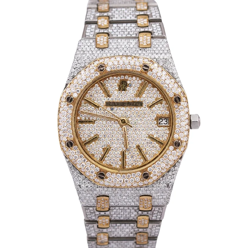 Stunning necklaces and pendants with turquoise and gold for a vibrant, earthy look-Audemars Piguet Royal Oak PAVE DIAMOND Two-Tone 18K Gold Steel 35mm 14100SA