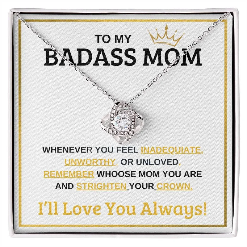 Necklaces and pendants with leaf-shaped designs for an earthy, organic feel-BEAUTIFUL LOVE KNOT NECKLACE  "TO MY BADASS MOM " FOR MOTHERS DAY OR JUST SAY ILOVE YOU!