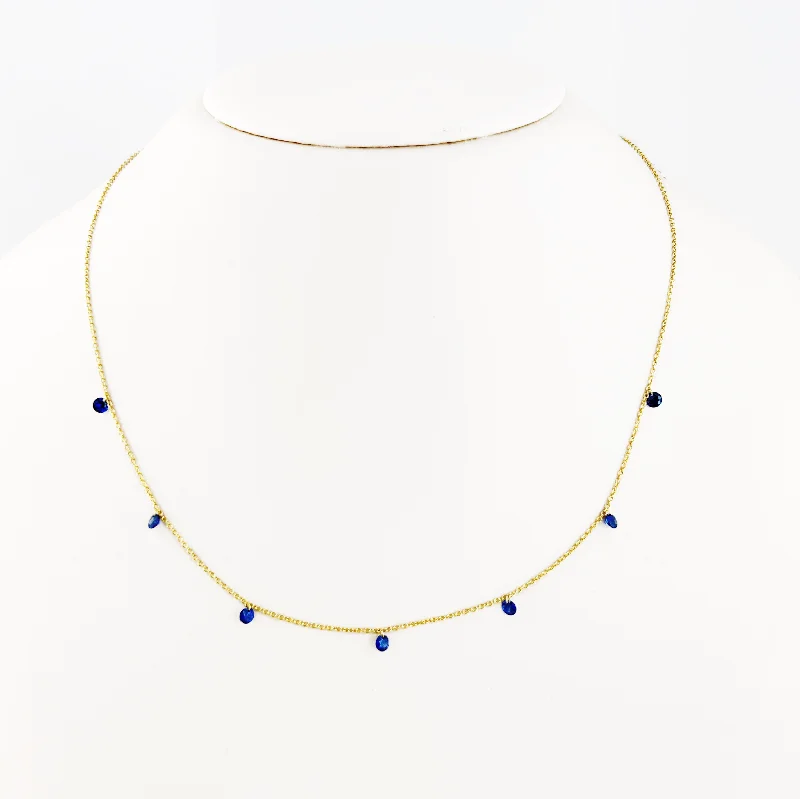 Best necklaces and pendants with vintage lockets for a nostalgic, sentimental look-Blue Sapphire Drilled Drops Necklace