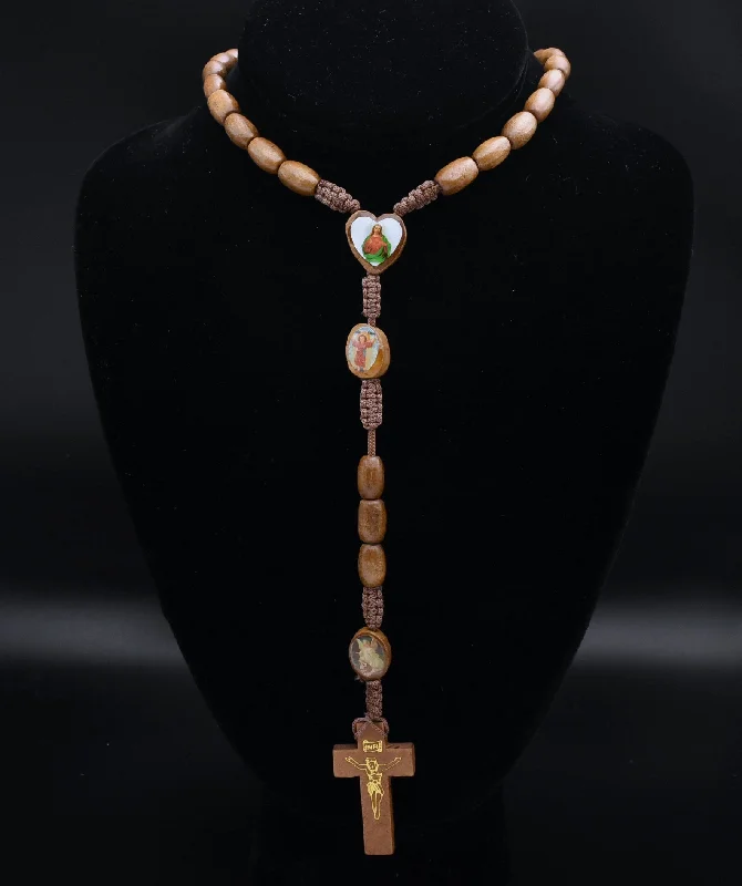 Unique necklaces and pendants with vintage-inspired designs for timeless appeal-Vintage Wood Rosary Necklace - 32"