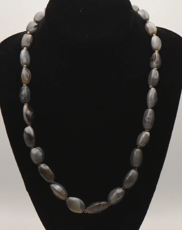 Necklaces and pendants with personalized charms for a custom piece of jewelry-Gray Agate Beaded Necklace - 22.5"