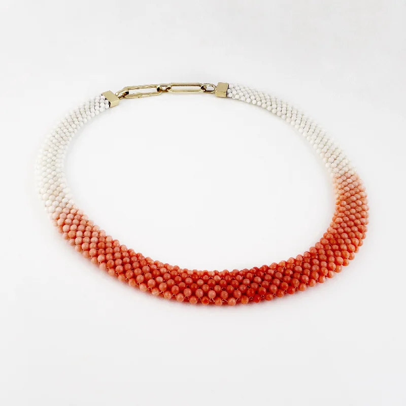 Best necklaces and pendants with sterling silver for an affordable yet stylish choice-Intricate Ombré Coral Bead Necklace