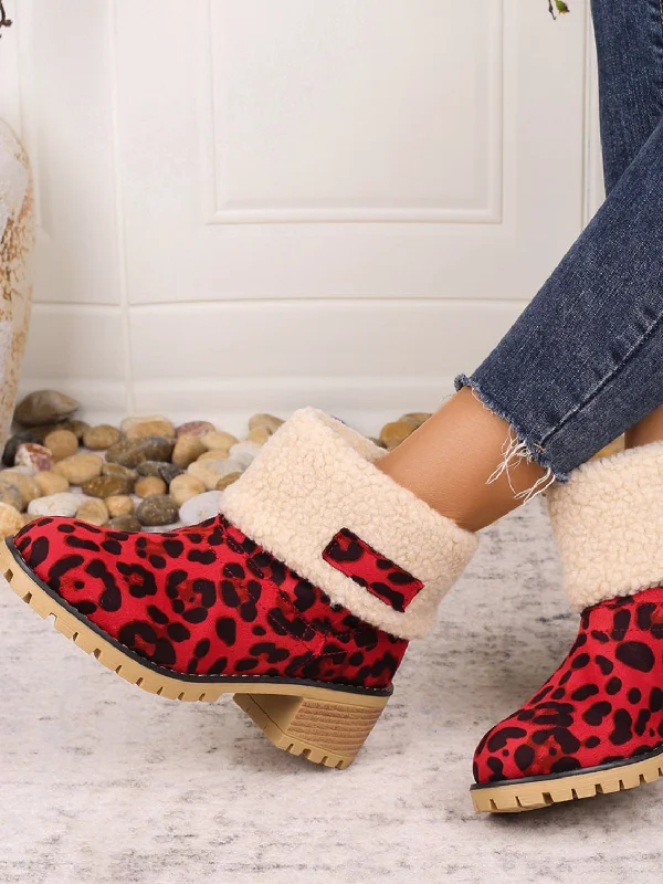 Necklaces and pendants with ocean-inspired designs for a refreshing, beachy feel-Leopard Block Heel Fuzzy Boots