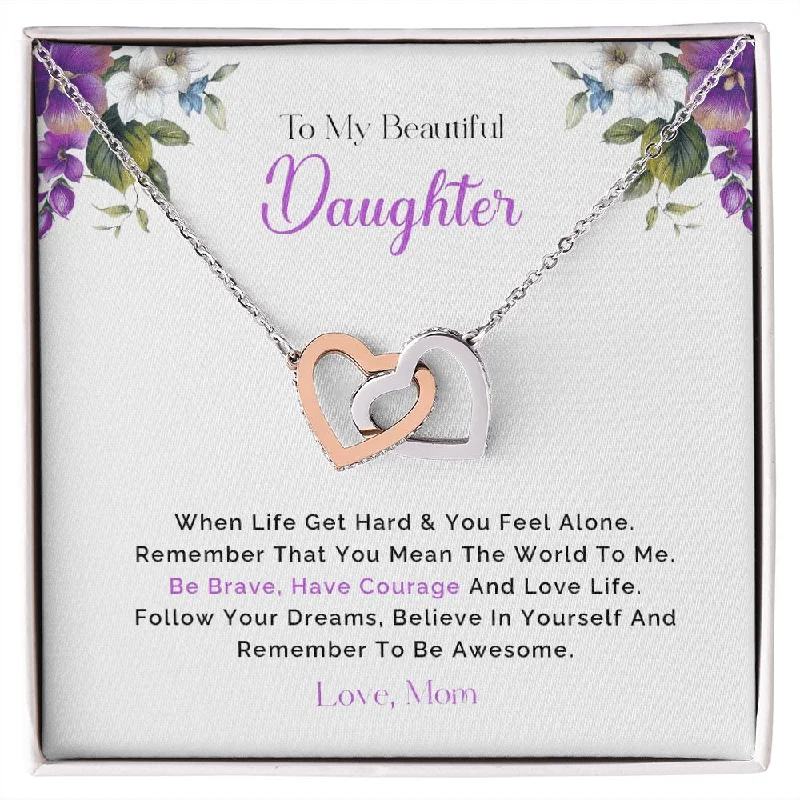 Necklaces and pendants with star-shaped designs for a whimsical, celestial touch-My Beautiful Daughter| Be Brave - Interlocking Hearts