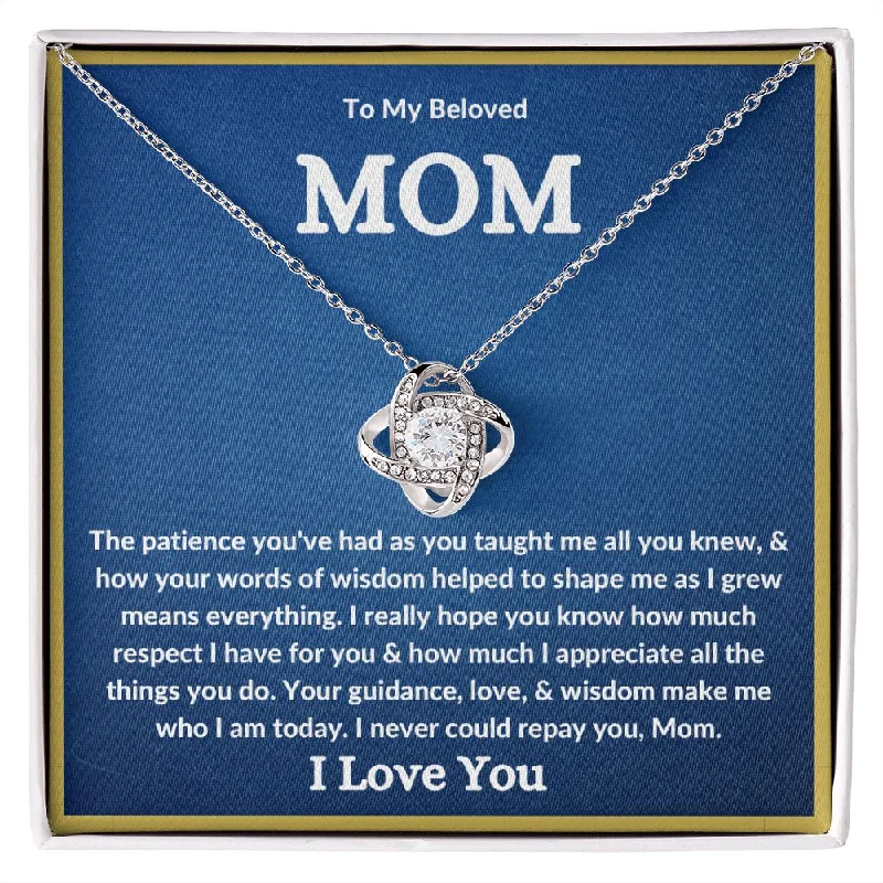 Beautiful necklaces and pendants with gemstone teardrops for an elegant effect-My Beloved Mom| You Taught Me - Love Knot Necklace