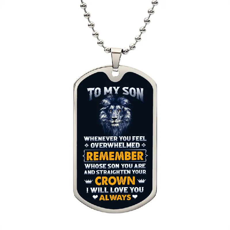 Stunning necklaces and pendants with ruby gemstones for a luxurious red hue-My Son| Remember - Dog Tag Military Chain