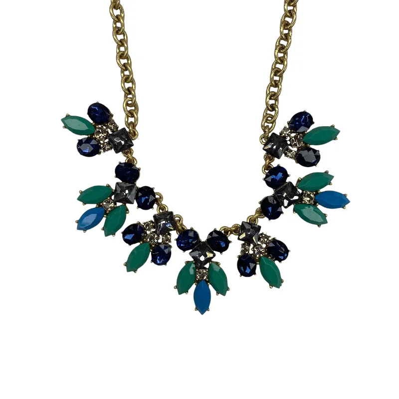 Best necklaces and pendants with opal and gold for a vibrant, luxurious contrast-Necklace Statement By J. Crew In Blue & Gold